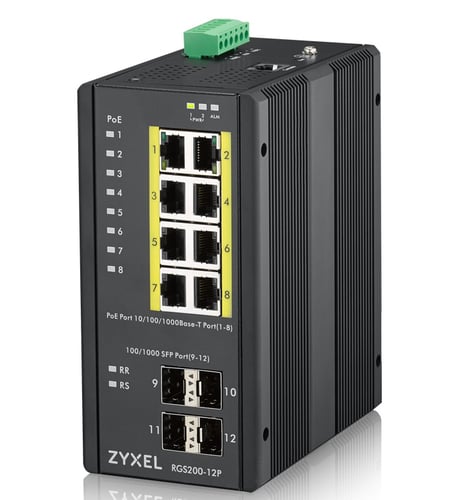 Zyxel RGS200-12P Gigabit L2 Managed PoE Switch 8 Port, 4 Port SFP 240W